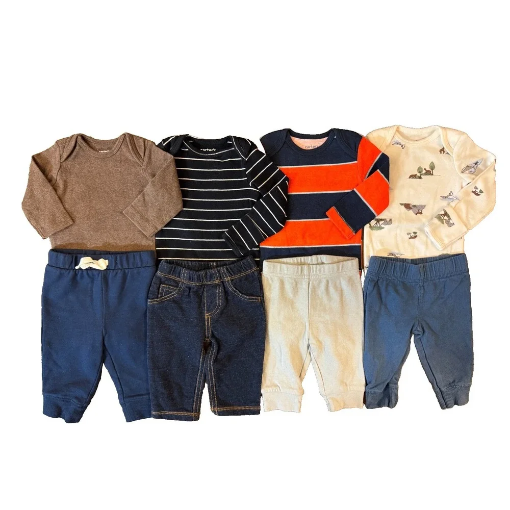 Carters Baby Boy 3 Months Outfits Lot Sweat Pants L/S Bodysuits Shirts Clothes